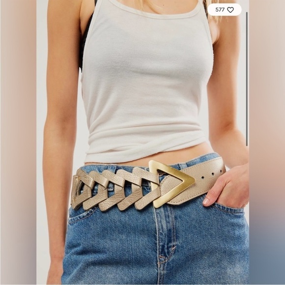 Free People X Kim White Triangle Waist Belt medium  NWT